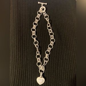 Judith Ripka Heart Pendant Rolo Chain Necklace